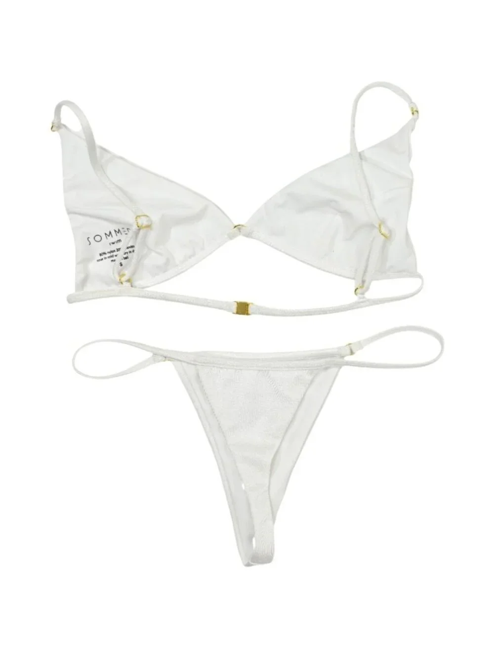 Sommer Swim Uma Bralette Top & Jane Thong Bottoms in Bianco - Picture 2 of 3
